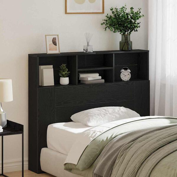 vidaXL Kopfteil Schrank Schwarz Eichen-Optik 120 x 19 x 103,5 cm