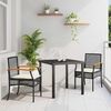 vidaXL Garten Essgruppe 3 pcs Schwarz Poly-Rattan