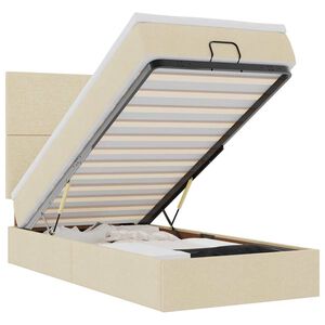 vidaXL Ottoman-Bett mit Matratze & LEDs Creme 100x200 cm Stoff