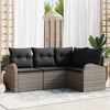 vidaXL Gartensofa-set mit Kissen mit Speicher 4 pcs Grau Poly-Rattan