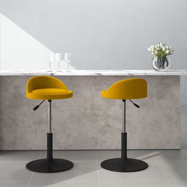 vidaXL Esszimmerst&uuml;hle 2 Stk. Drehbar Gelb Samt