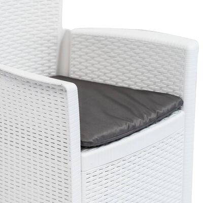 vidaXL Gartenstühle 2 Stk. mit Kissen Weiß Kunststoff Rattan-Optik