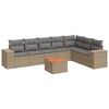 vidaXL 8-tlg. Garten-Sofagarnitur mit Kissen Beige Poly Rattan
