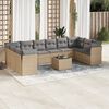 vidaXL 11-tlg. Garten-Sofagarnitur mit Kissen Beige Poly Rattan