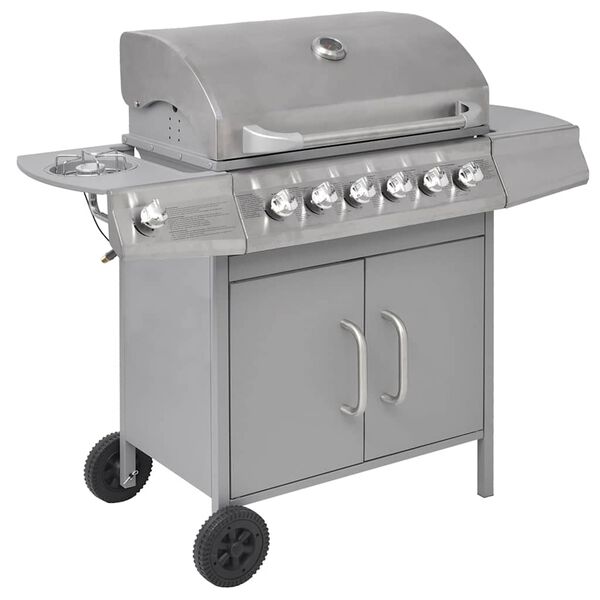 vidaXL Gasgrill 6+1 Flammen Silbern