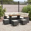 vidaXL Garten-Sofa-Set mit Kissen mit Speicher Schwarz Poly Rattan