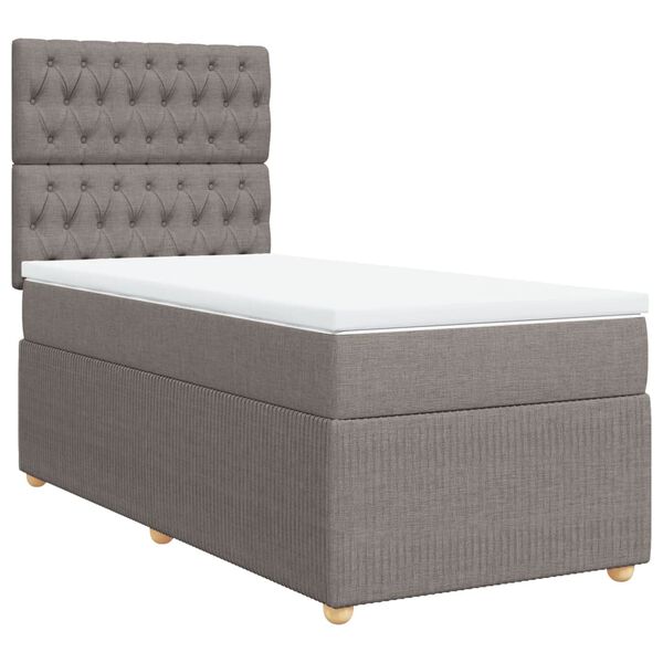 vidaXL Boxspringbett mit Matratze Taupe 90x200 cm Stoff