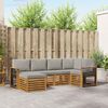 vidaXL Ecksofa Set 6 pcs Nat&uuml;rlich und Hellgrau Massivholz Akazie