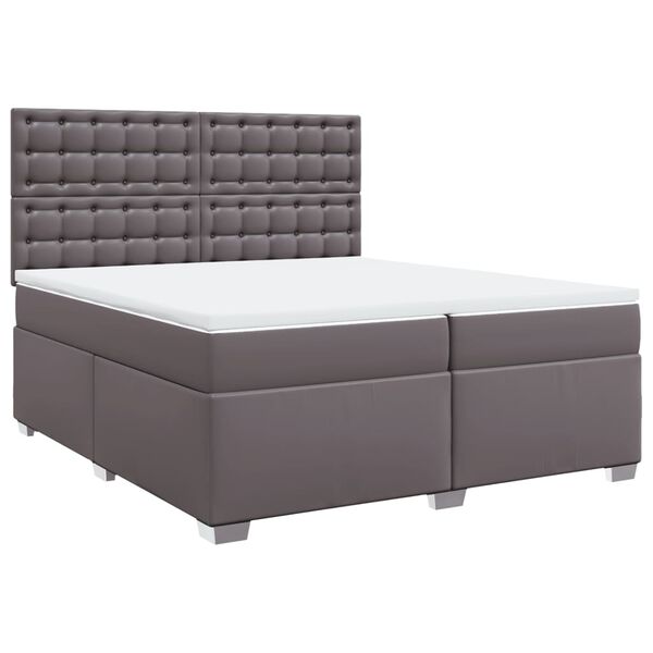 vidaXL Boxspringbett mit Matratze Grau 200x200 cm Kunstleder