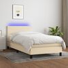 vidaXL Boxspringbett mit Matratze & LED Creme 90x190 cm Stoff