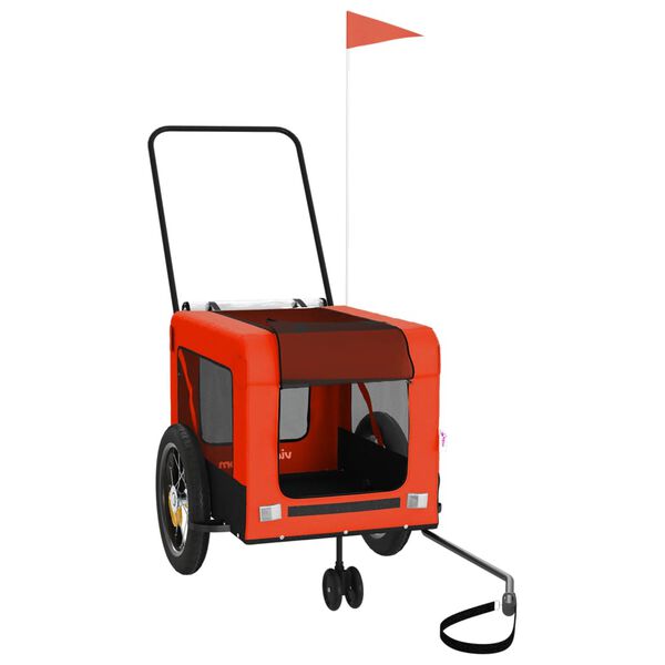vidaXL Fahrradanh&auml;nger Hunde Orange und Schwarz Oxford-Gewebe & Eisen