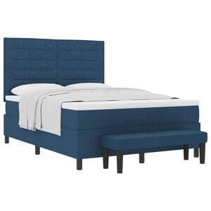 vidaXL Boxspringbett mit Matratze mit Kopfteil Blau 140 x 200 cm Stoff