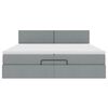 vidaXL Ottoman-Bett mit Matratzen & LEDs Hellgrau 200x200 cm Stoff