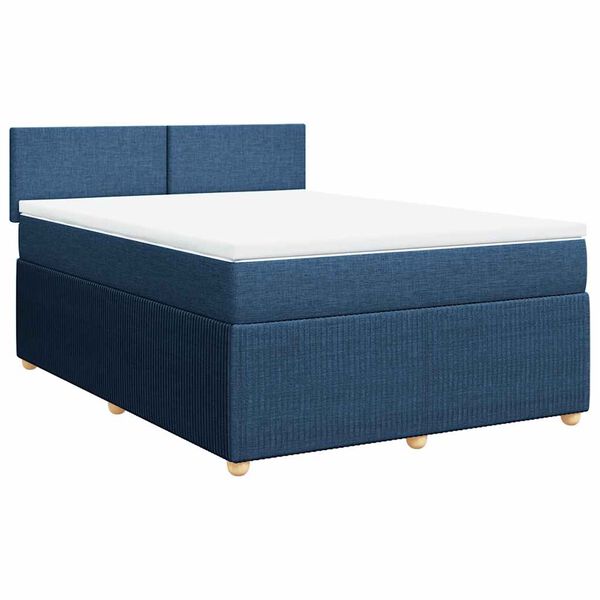 vidaXL Boxspringbett mit Matratze Blau 140x190 cm Stoff