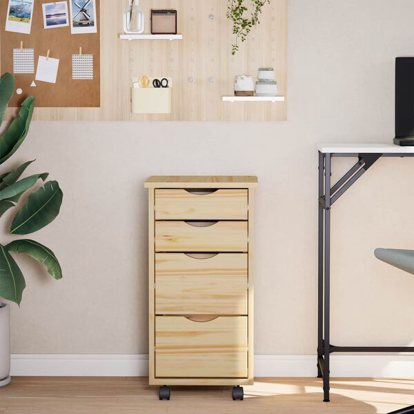 vidaXL Rollwagen mit Schreibtisch MOSS Klarlack 34 x 39 x 65,5 cm