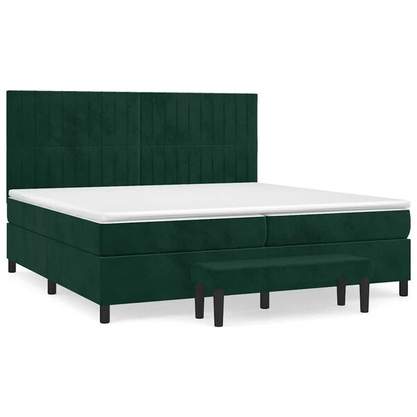 vidaXL Boxspringbett mit Matratze Dunkelgr&uuml;n 200x200 cm Samt