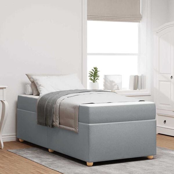 vidaXL Bettrahmen mit Matratze Hellgrau 90 x 190 cm Stoff