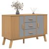 vidaXL Sideboard OLDEN Grau und Braun 114x43x73,5 cm Massivholz Kiefer