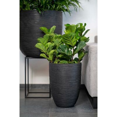 Capi Blumentopf Nature Rib Elegant Niedrig 46 x 58 cm Schwarz