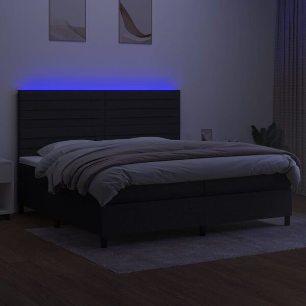vidaXL Boxspringbett mit Matratze & LED Schwarz 200x200 cm Stoff