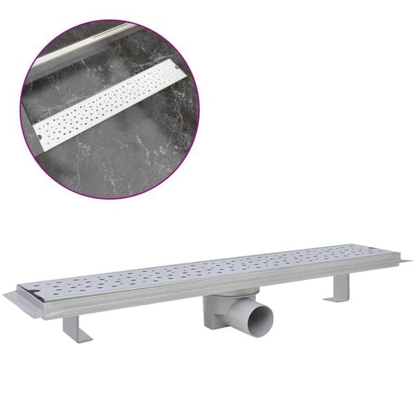 vidaXL Duschrinne 630x140 mm Edelstahl L&ouml;cher-Design