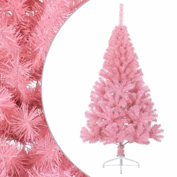 vidaXL K&uuml;nstlicher Halb-Weihnachtsbaum mit St&auml;nder Rosa 150 cm PVC