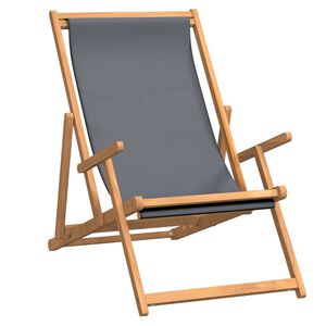 vidaXL Strandstuhl Klappbar Massivholz Teak Grau