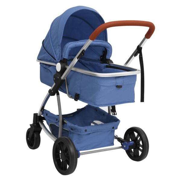 vidaXL 3-in-1-Kinderwagen Marineblau Aluminium