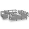 vidaXL 13-tlg. Garten-Lounge-Set Grau Kiefer Massivholz