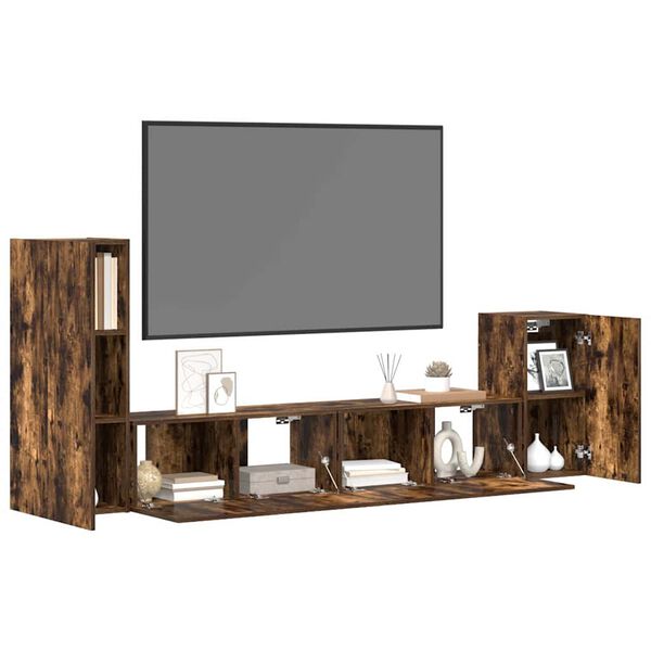 vidaXL 4-tlg. TV-Schrank-Set R&auml;uchereiche Holzwerkstoff