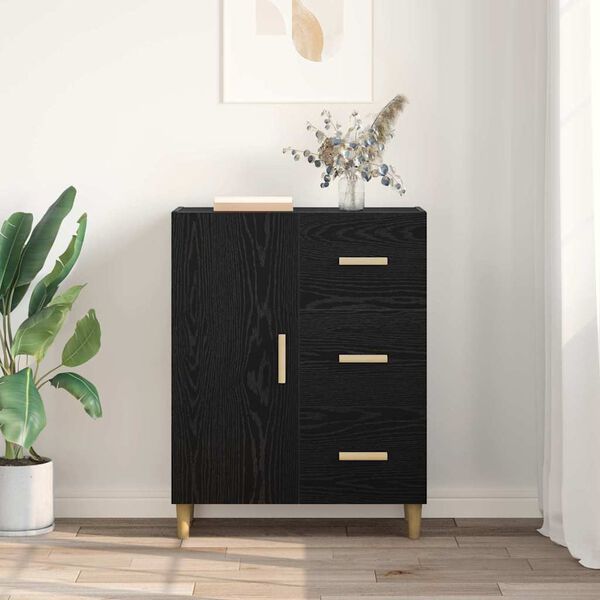 vidaXL Sideboard Schwarz Eichen-Optik 34 x 69,5 x 90 cm Holzwerkstoff