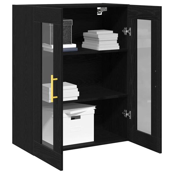 vidaXL Wandschrank Wandmontiert Schwarz Eichen-Optik 69,5 x 34 x 90 cm