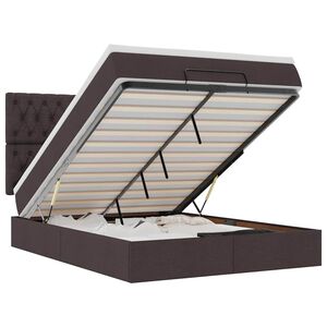 vidaXL Ottoman-Bett mit Matratze & LEDs Dunkelbraun 140x190 cm Stoff