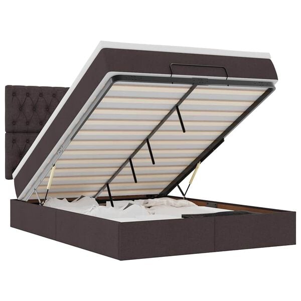 vidaXL Ottoman-Bett mit Matratze & LEDs Dunkelbraun 140x190 cm Stoff