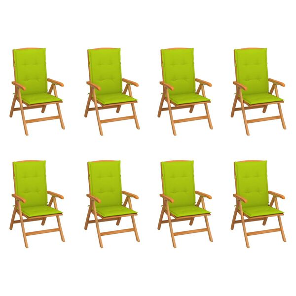 vidaXL Verstellbare Gartenst&uuml;hle mit Auflagen 8 Stk. Massivholz Teak