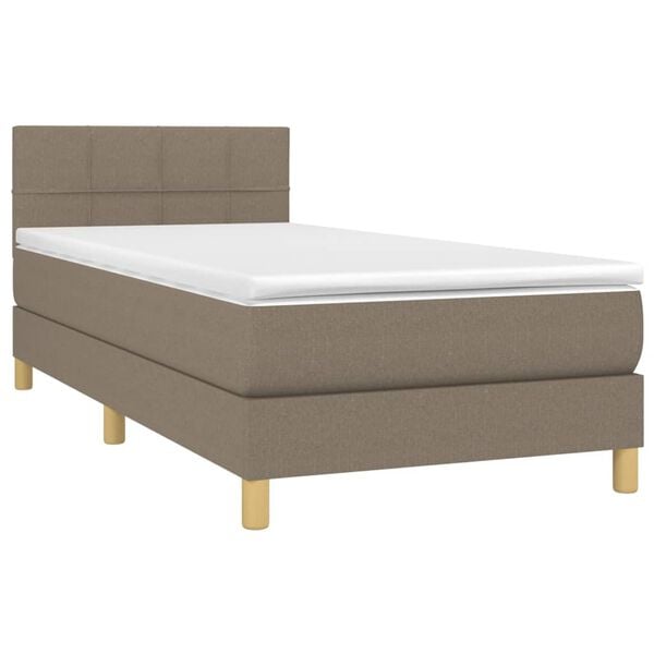vidaXL Boxspringbett mit Matratze & LED Taupe 90x190 cm Stoff