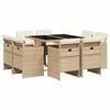 vidaXL 9-tlg. Garten-Essgruppe mit Kissen Beige Poly Rattan