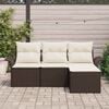 vidaXL Garten-Sofa-Set mit Kissen mit Speicher 4 pcs Braun Poly Rattan