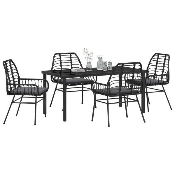 vidaXL Garten Essgruppe 5 pcs Schwarz Poly-Rattan