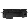 vidaXL 6-tlg. Garten-Sofagarnitur mit Kissen Schwarz Poly Rattan