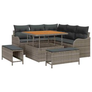 vidaXL Gartensofa-set mit Kissen 8 pcs Grau Poly-Rattan