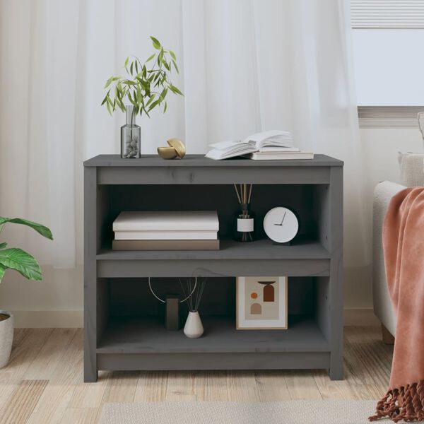 vidaXL B&uuml;cherregal Grau 80x35x68 cm Massivholz Kiefer