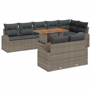 vidaXL Garten-Sofa-Set mit Speicher 9 pcs Grau Poly Rattan