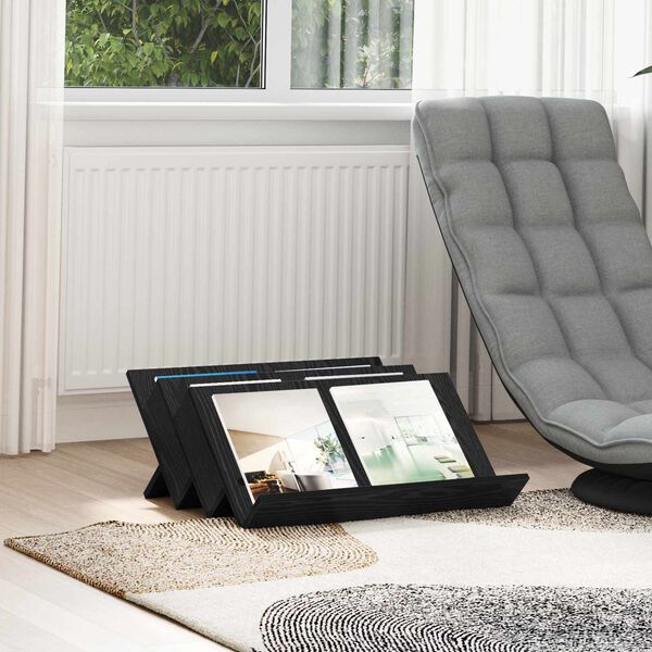 vidaXL Magazinregal mit Regal Schwarz Eichen-Optik 65 x 53 x 28,5 cm