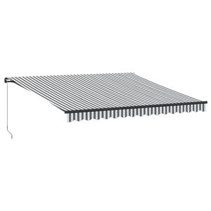 vidaXL Markise Manuell mit LEDs Anthrazit & Wei&szlig; 400x350 cm