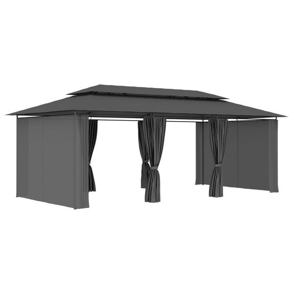 vidaXL Pavillon mit Vorhängen 600x298x270 cm Anthrazit