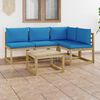 vidaXL 5-tlg. Garten-Lounge-Set mit Hellblauen Kissen