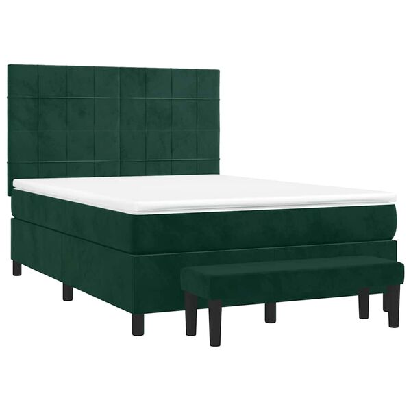 vidaXL Boxspringbett mit Matratze Dunkelgr&uuml;n 140x190 cm Samt