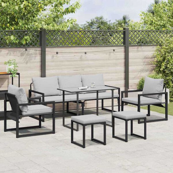 vidaXL Garten-Sofa-Set 6 pcs Schwarz Stahl
