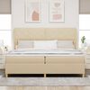 vidaXL Boxspringbett mit Matratze Dunkelgrau 90x190 cm Creme Stoff